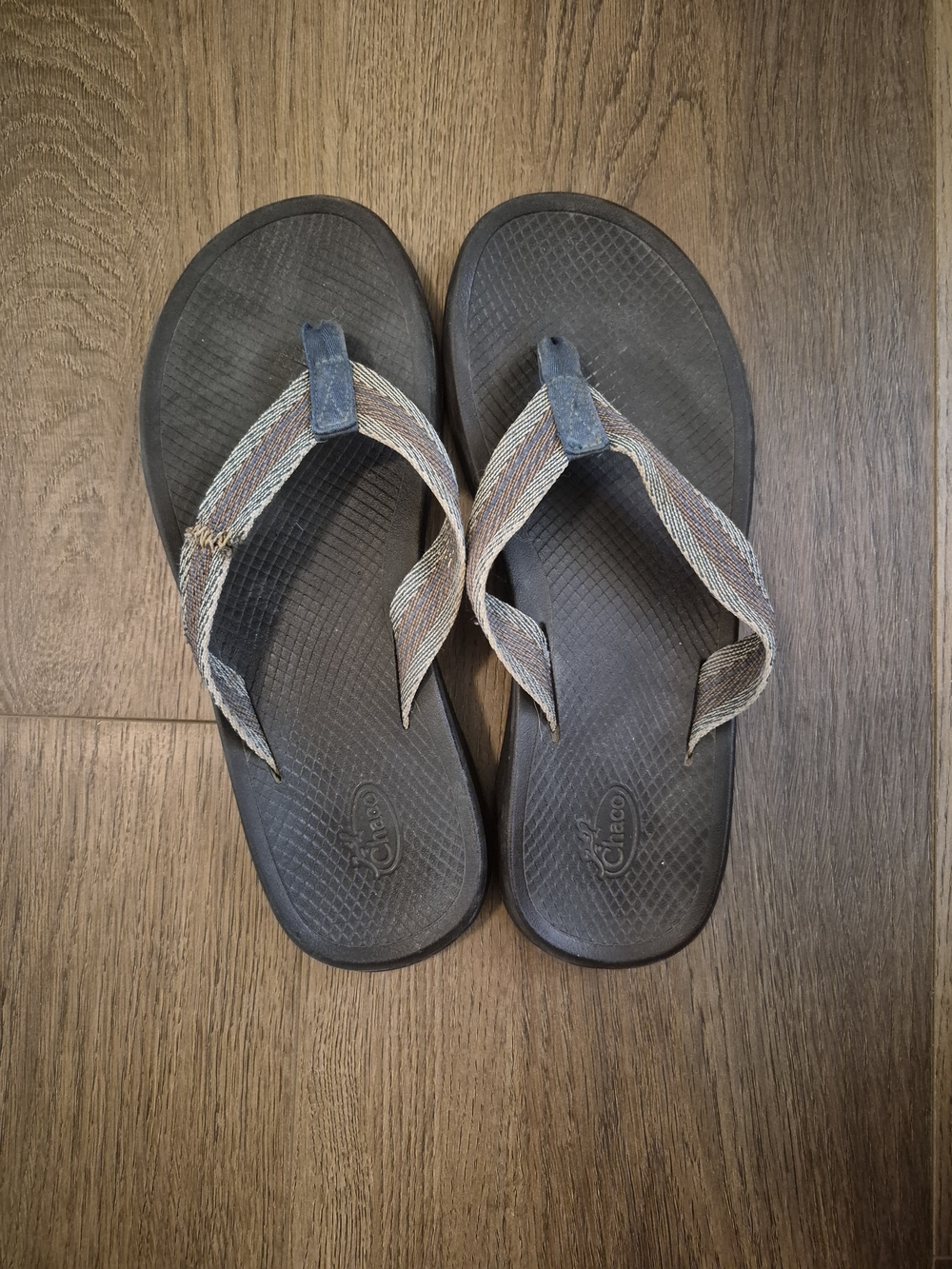 Chaco Men's Flip Flop Sandals in Black with Multicolor Straps